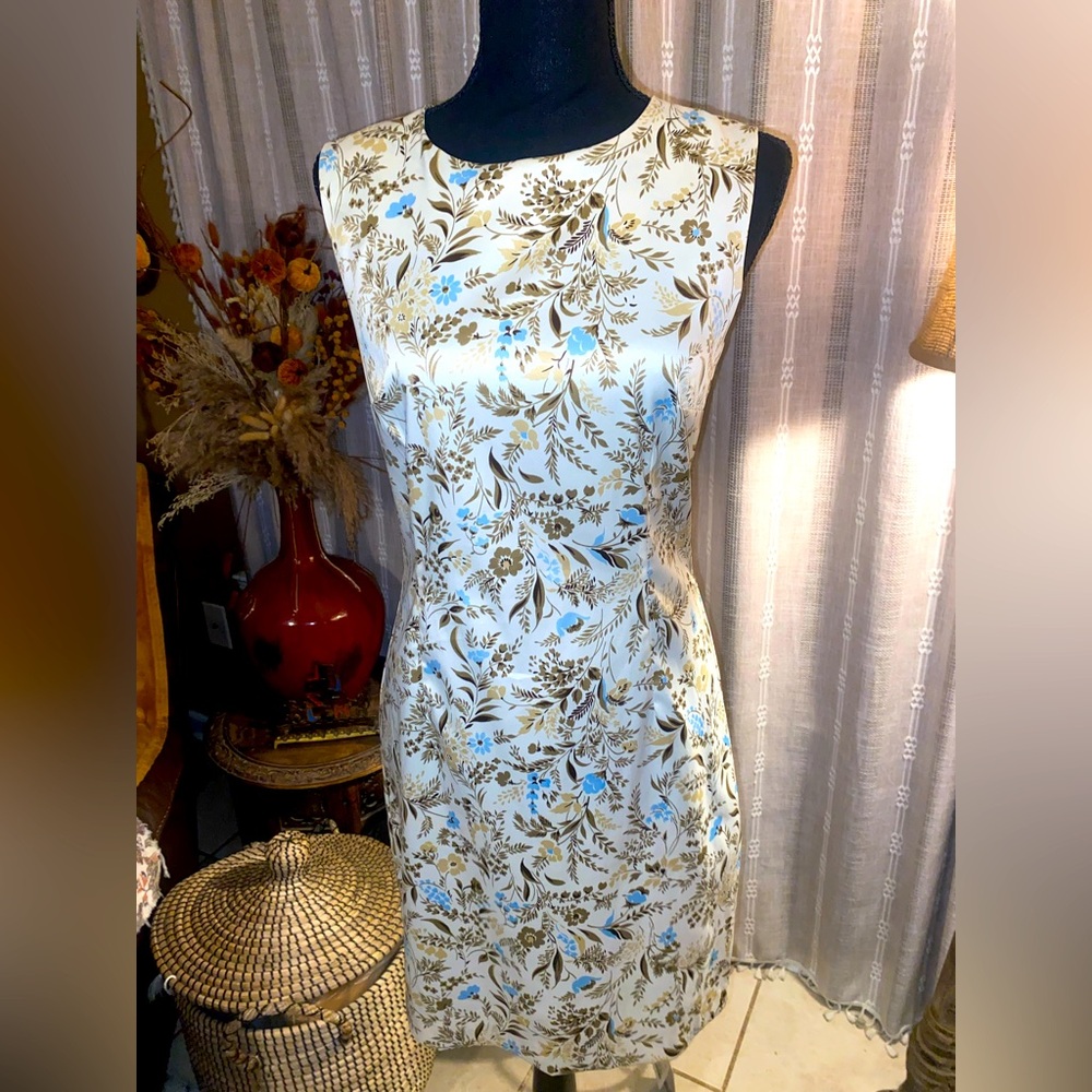 ESPRIT DE CORPS Floral Sleeveless Dress - Blue and Brown